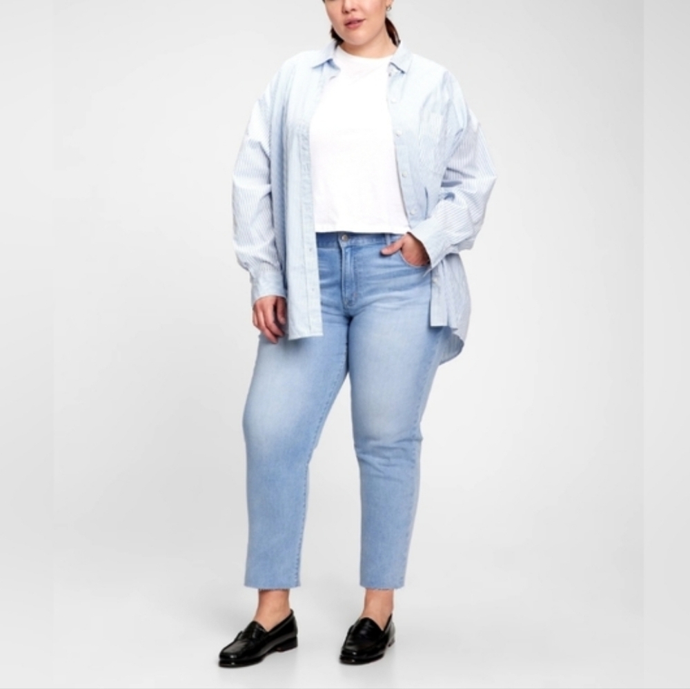 Gap girlfriend palmer mid rise tapered low stretch jeans light wash plus size 20